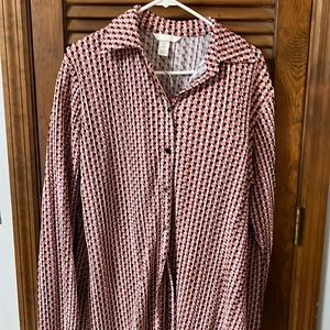 Women’s 2 pc H&M pantsuit. Pink white and black pattern outfit. Size L